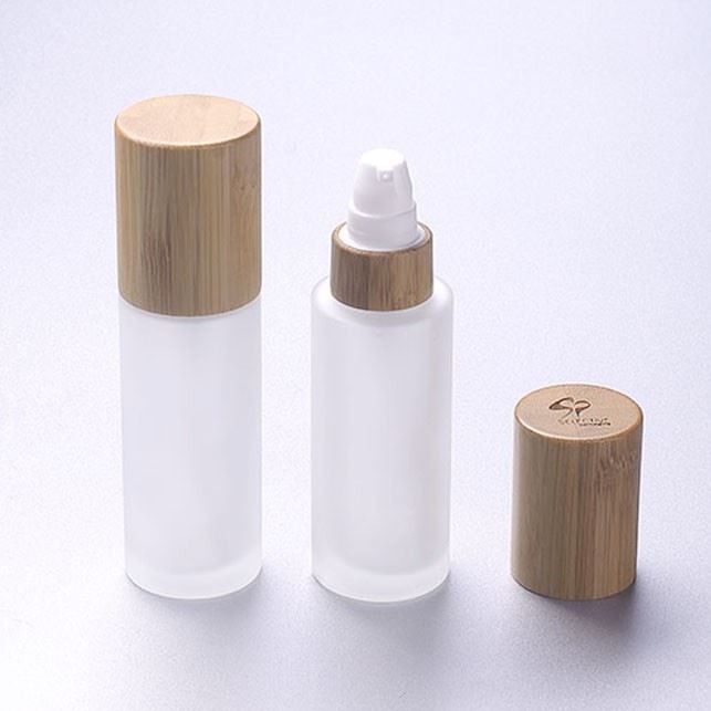 Bamboo wood glass lotion bottle